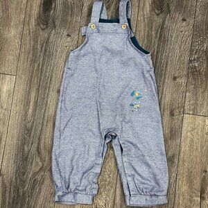 Moulin Roty Blue Soft Overall Romper with Embroidery Accents, Size 18M